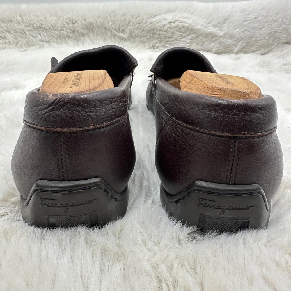 Salvatore Ferragamo tassel loafer brown pebble leather‎ dress shoes 11.5 D